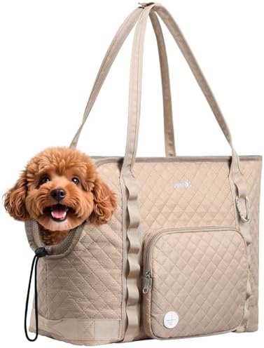 Pecute Dog Purse Carrier, Dog Carrier with Pockets for Small Dogs,XL,Khaki by pecute