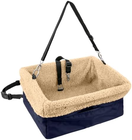Deluxe Dog Car Seat Fits Pets up to 15lbs, Dog Booster Seat, Padded Cushioning, Adjustable Straps, Metal Frame Encasing, Installs in Seconds, Collapsible Canvas and Easy to Clean by Devoted+Doggy