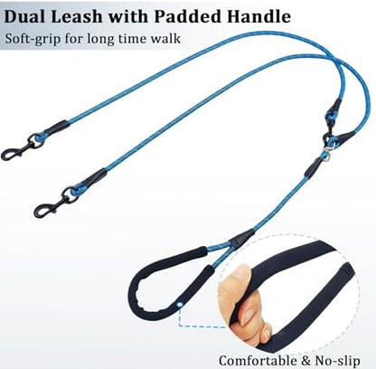 WYuZe 5 FT Double Dog Leash Detachable Rope Dual Leash for Two Dogs Blue - Image 6