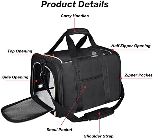 Petmolico Cat Carrier Soft-Sided Airline Approved, Medium,Black - Image 4