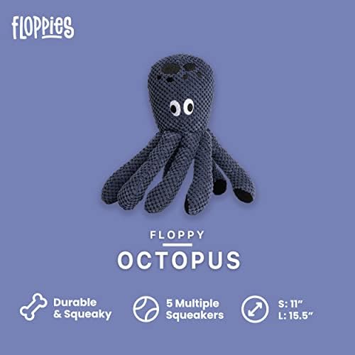 fabdog Floppies Plush Dog Toy - Cute & Durable Squeaky Dog Toys - Best Squeak Toy for Puppies and All Breeds | Ideal Pet Gift| Large Octopus - Image 2