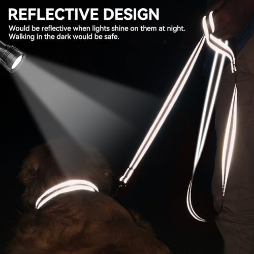 Joytale Reflective Dog Leash for Medium & Large Dogs, 6 FT x 1", Brown - Image 4