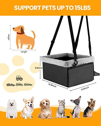 Dog Car Seats for Small Dogs, Upgrade Dog Booster Seat with Metal Frame Construction with Double-Layer Oxford, Perfect for Small Pets,L-UP TO 10LBS - Image 5