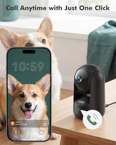 Dzees 2K Indoor Security Cameras, 360° WiFi Pet Camera, 2-Pack - Image 3