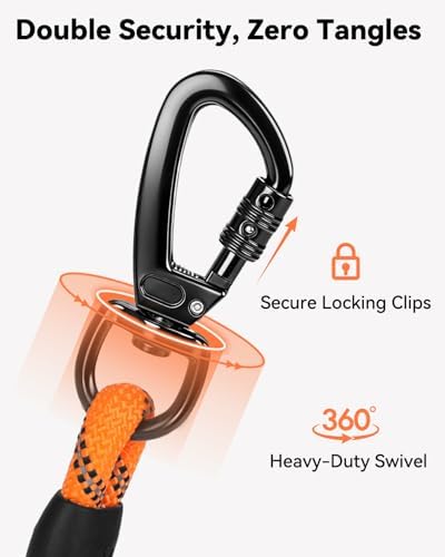Joytale Long Dog Leash for Yard Tie Out & Recall Training, Orange, 50FT - Image 5