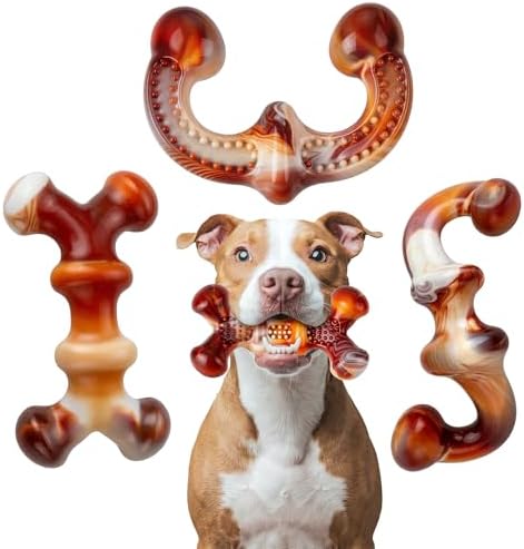 Dog Chew Toys for Aggressive Chewers, 3-Pack Tough Nylon by FurtasticFinds