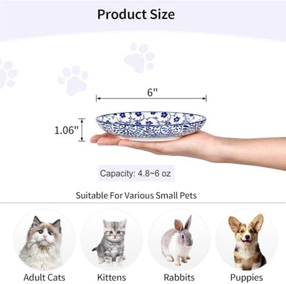 Selamica 6 Inch Ceramic Cat Bowls, Set of 6, Vintage Blue - Image 3