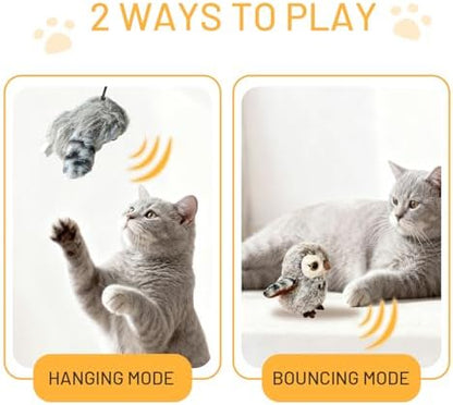 Puffluv Flapping Cat Toy,Interactive Owl with Remote Control, 3 Modes Flapping Wings & Chirping, USB Rechargeable,Catnip, Mimic Bird for Indoor Cats, Never Bored - Image 5