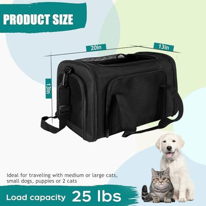 Top tasta Dog Cat Carrier Pet Carriers for Small Medium Large Cats Dogs Carrier Under 25 Lbs Soft Sided Small Puppy Dog Carrier Portable Foldable Dog Cat Travel Carrier （Black 20 * 13 * 13） - Image 2