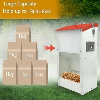 Gravity Automatic Cat Feeder Galvanized Small Animal Feeding Trough Food Dispenser for Cats Puppy 13L Outdoor Pets Feeder - Image 4