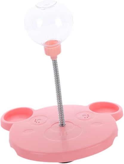 Dog Cat Slow Feeder Toy, Pet Feeding Toy Treat Ball,Funny,Interactive,Cat Treat Toy Food Dispenser for Kitty Indoor Puppy Exercise, Bear, Pink