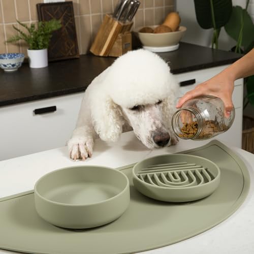 Slow Feeder Dog Bowl - Silicone Dog Bowl, Medium, 7.5" x 1.5" - Sage - Image 6