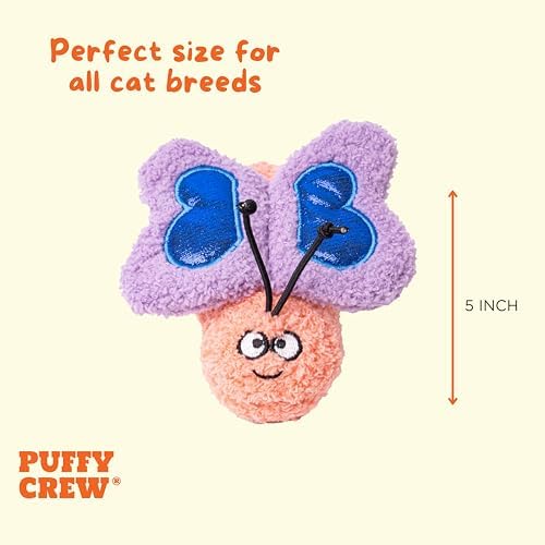 Interactive Catnip Cat Plush Toy, Insect Theme, 5'', for All Breed Size Cats (Butterfly) - Image 3