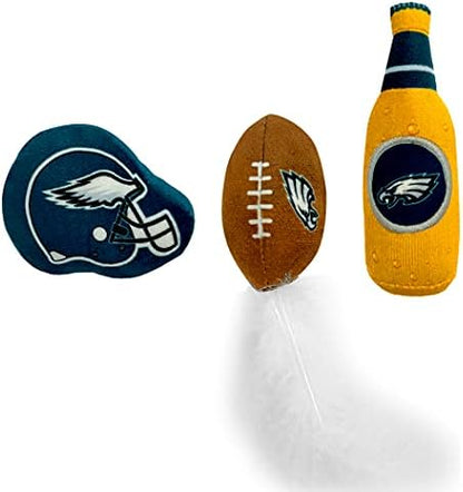 BEST PLUSH CAT TOY NFL PHILADELPHIA EAGLES Complete Set of 3 piece Cat Toys filled with Fresh Catnip. Includes: 1 Helmet Cat Toy, 1 Football Cat Toy with Feathers & 1 Beer Bottle. Beautiful Team LOGOS - Image 6