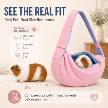 Cat Sling Carrier for Cats and Kittens, Soft Fleece Pet Sling Carrier Bag with Adjustable Shoulder Strap, Hands-Free Puppy and Small Dog Carrier Sling Travel Pouch for Small Pets Under 10 lbs, Pink - Image 2