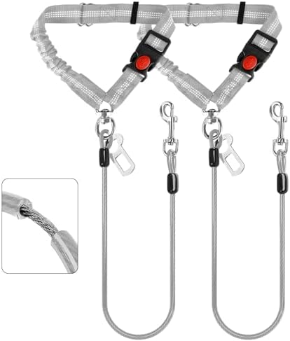 Dog Seat Belt for Car,Chew Proof Dog Car Seat Belt,2 in 1 Car Harness for Dogs Safety Seat Belt,Heavy Duty Pet Seat Belt for Medium & Large Dogs Chewer by Giiyoe