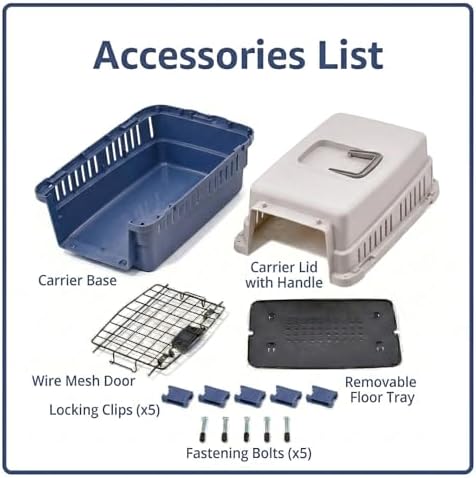 Hard-Sided Pet Carrier for Cats and Small Dogs, 20" Sturdy Travel Kennel with Secure Wire Door & 360° Ventilation, Portable Plastic Crate for Vet Visits & Car Travel (Blue/Grey) - Image 4