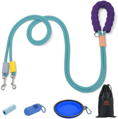 Double Dog Leash, Hands Free Dog Leash Set w/Sponge Handle, Adjustable 4.9-9.8ft for Walking Jogging Running Training, Multifunctional Handheld Crossbody Waist for Small Medium Dogs by Unknown