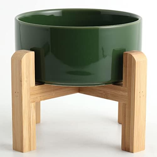 Petygooing 28 OZ Elevated/Raised Ceramic Dog Bowl for Small and Medium Breeds, Dog Food Water Dish with Stand,Pet Feeding Bowl Anti Slip Rubber for Small and Medium Dogs (3.6 Cups) Rust Green by PetygooingforYOURLOVEDPET