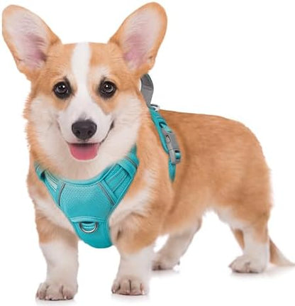 BARKBAY No Pull Dog Harness Large Reflective Dog Harness with Front Clip and Easy Control Handle for Walking Training Running with ID tag Pocket(Ocean Blue,M) by BARKBAY