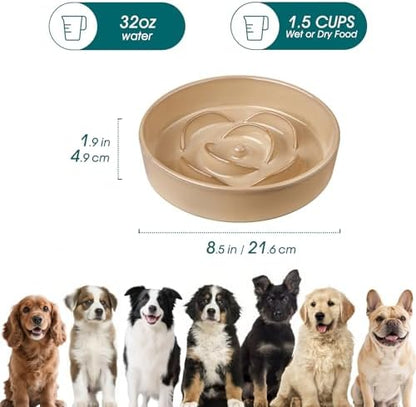 vancasso Ceramic Slow Feeder Dog Bowl, 1.5 Cup Puzzle Dish for Medium Breed - Image 2