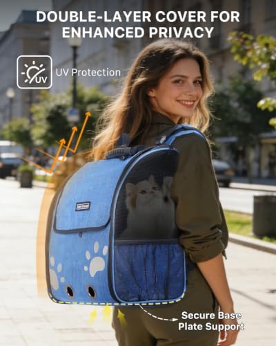 Cat Backpack Carrier with Comfort Handle, Ventilated Cat Backpack - Image 5