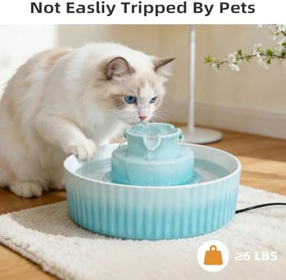 Ceramic Cat Water Fountain, 2.1L/71oz Cupcake Pet Water Fountain - Image 2