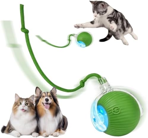 Automatic Interactive Rolling Cats Toys Ball for Indoor, Electric Automatic Rolling Pet Toy, 360° Smart Interactive Rolling Dog Ball Durable and Safe Material for Cat and Dog(Green) by Technohom
