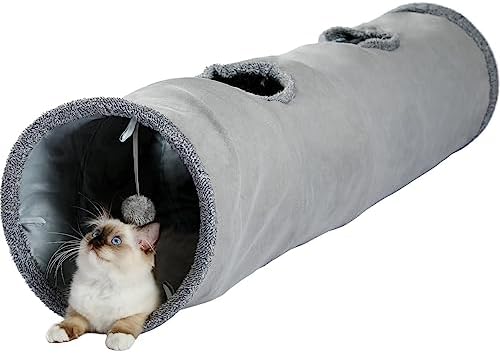 PAWZ Road Cat Tunnel 51 Inches Long Cat Toys Collapsible Tunnel 12”Diameter by PAWZRoad