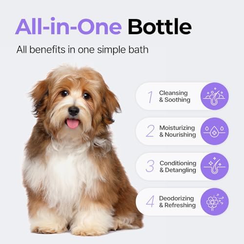 PetO’CERA Nourishing 2-in-1 Dog Shampoo and Conditioner for Allergic, Itchy, Dry, Sensitive Skin, Deodorizing Detangler for Poodle & Doodle, Puppy Safe, Tearless, Sulfate-Free, 16.9 fl oz/500ml - Image 2