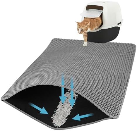 Cat Litter Mat, Double Layer Honeycomb, 30"x24", Gray by Xuanyaente