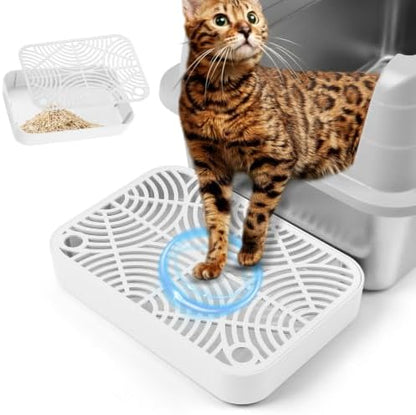 Cat Litter Box Ramp, Litter Box Step Mat with Filter Function for Self-Cleaning Cat Litter Box, Easy to Clean, Cats Pedal Step Stool Ideal for Kitten & Elderly Cats (White) by Rolcoassuns