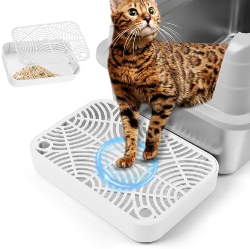 Cat Litter Box Ramp, Litter Box Step Mat with Filter Function for Self-Cleaning Cat Litter Box, Easy to Clean, Cats Pedal Step Stool Ideal for Kitten & Elderly Cats (White) by Rolcoassuns
