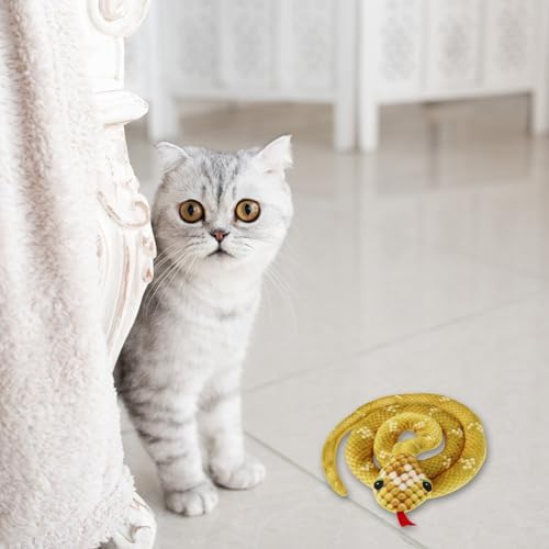 Andiker Cat Catnip Toys for Cats, 31 inches Long Snake Cat Toys with Crinkle Sound for Indoor Cats Interactive Toy, Soft Plush Toy for Kitten Exercising Playing Kitten Chew Toys (Yellow) - Image 4