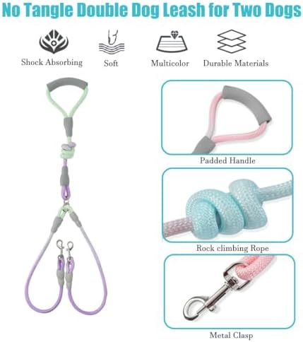 JiangYanus Double Dog Leash for Two Dogs Walking, No Tangle Dual Dog Leash - Image 2