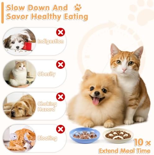 Cat Slow Feeder Bowl Set,2 Pcs Pastel Series Cat Plate for Dry and Wet Food - Image 3