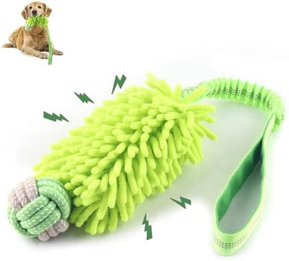 Dog Puppy Toys Dog Squeak Toys Plush Dog Toy with Dog Ropes Knots for Fun and Teeth Cleaning,Tug of War Toys, Puppy Chew Toys, Dog Rope Toys for Training Small, Large Dogs (Green, Dog Bite Ball Toy) by wodoca