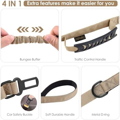 Hotsky Tactical Bungee Shock Absorbing No Pull Strong Dog Leash,Khaki,4-6FT - Image 5