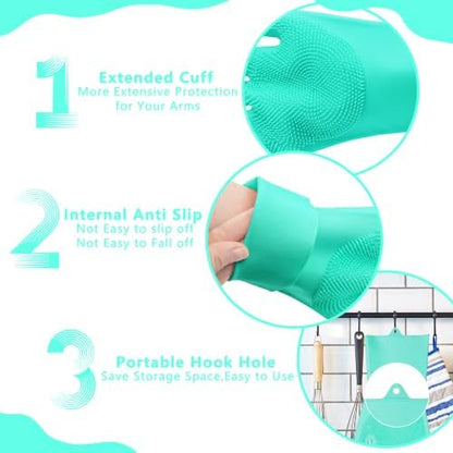 Pet Grooming Gloves—Dog Washing Gloves with High-Density Teeth, Dog Bath Scrubber with Enhanced Five Finger Design, Silicone Gloves for Dogs and Cats Bathing, Massage (Turquoise) - Image 6