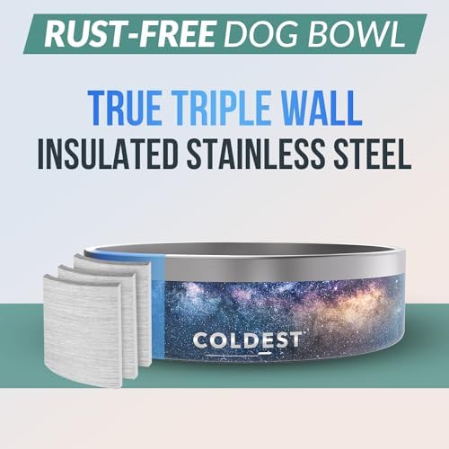 Coldest Dog Bowl - Anti Rust Metal, Non Slip, 3 Layers Insulated Stainless Steel Dog Bowls - Spill Proof & Heavy Duty - Water Bowl for Dogs, Cats & Pets, Dish Washer Safe (42 oz, Into The Beyond) - Image 3