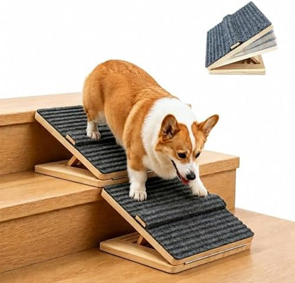 Dog Ramp for Indoor Stairs Porch Steps, 2 Pack Foldable Wooden by Unknown