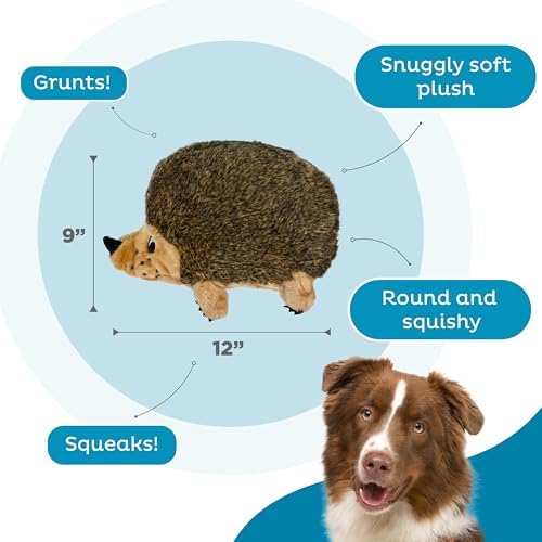 Outward Hound Hedgehogz Plush Dog Toy, Squeaks & Grunts, XL, 12" x 9" - Image 3