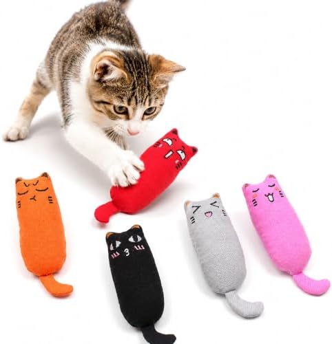 Legendog 5Pcs Bite Resistant Catnip Toy for Cats,Catnip Filled Cartoon Mice Cat Teething Chew Toy - Image 2