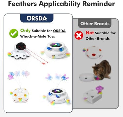 ORSDA 6PCS Feathers Replacement and Soft Furry Accessories ONLY Fits Cat Toys, Interactive Toys for Indoor Cats-NOT fits for Other Brand Toys - Image 2