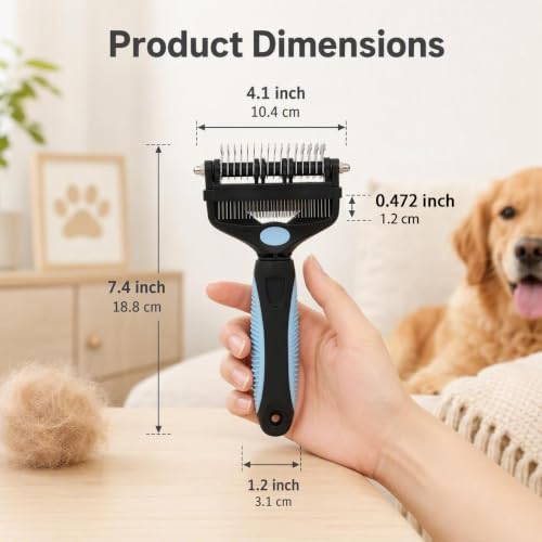 3-in-1 Pet Grooming Tool Dematting Comb Undercoat Rake Deshedding Brush - Image 5