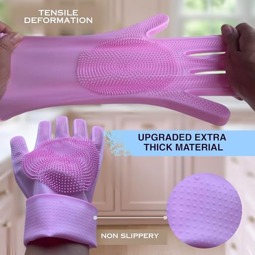 Grooming Gloves for Cats & Dogs - Pet Hair Removal Glove, Silicone Brush for Dog or Cat Washing, Puppy Bath Supplies for Shedding Cleaning Bathing & Massage, Fur Remover Mitt, Shower Shampoo Scrub - Image 3