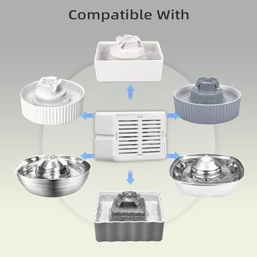 8 Pack Ceramic Cat Fountain Filter Replacement, 2 Sponges - Image 2