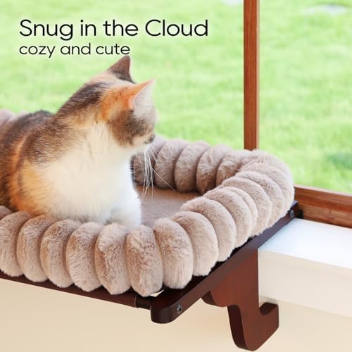 Zakkart SnugCloud Cat Perch for Windowsill (Dark Stained Wood/Brown, M) - Image 2