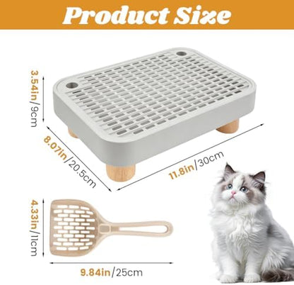 Cat Litter Box Step Ramp, Anti-Tracking Litter Catcher with Scoop - Image 2