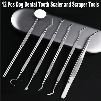 Teeth Cleaning Kit Dog Plaque Tartar Remover Tools Pet Dental Tooth Scaler and Scraper Silicone Finger Toothbrush for Puppy Cats Tooth Pick Stone Remover Dogs Oral Care Hygiene Cleaning Tools (12Pcs) - Image 3